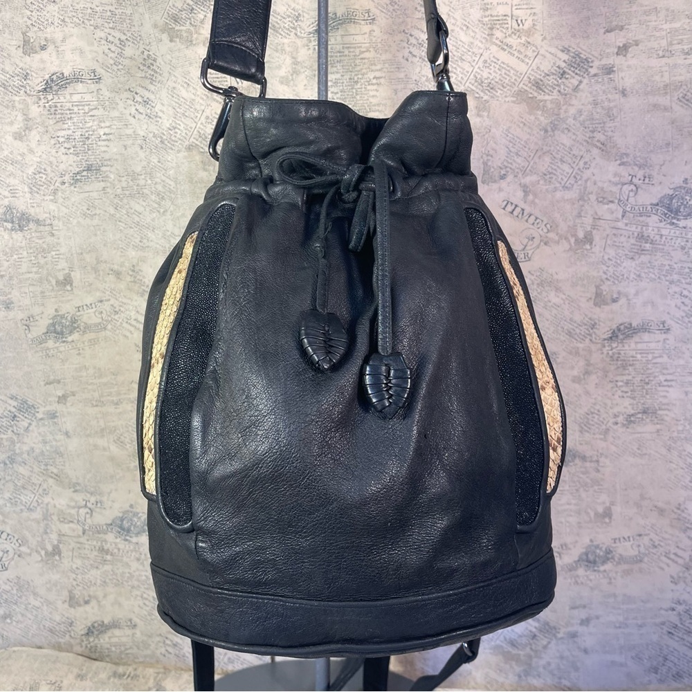 Khirma Eliazov Sinclair Exotic Stingray & Python Leather Convertible Backpack